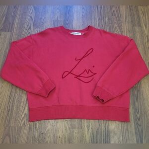 Lisa Eldridge Cropped Long Sleeve Womens Sweater Red Medium